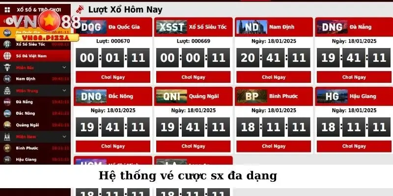 Hệ thống vé cược xổ số đa dạng