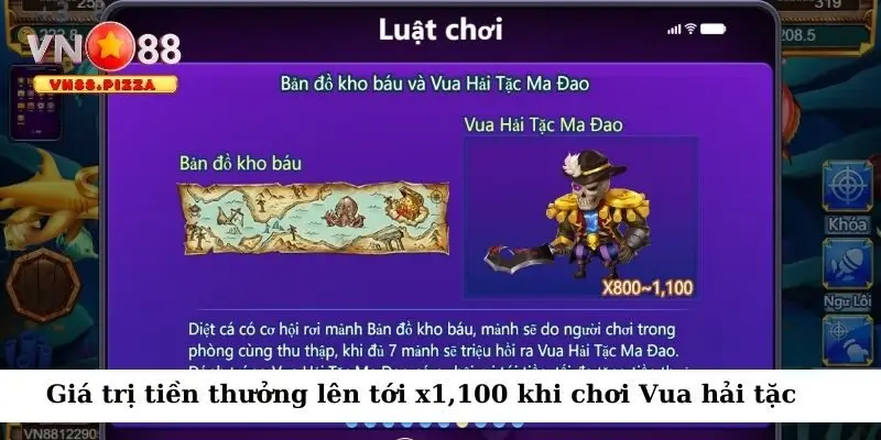 Giá trị thưởng lớn tại Vua hải tặc Vn88 lên tới x1,100 lần